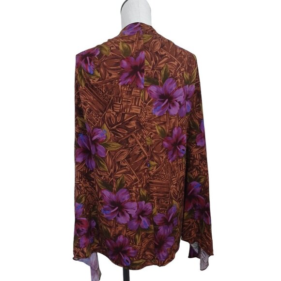 Hilo Hattie Wrap Cover Up Hawaiian Tropical Print Tie Front Womens One Size - Picture 13 of 14